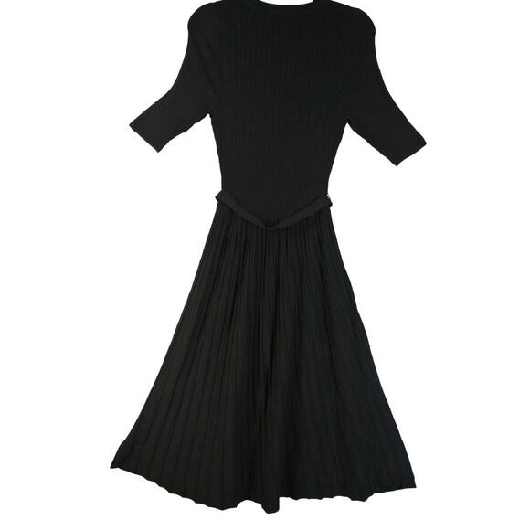 NEW, Veronica Beard Elthea Rib-Knit Belted Midi-Dress in Black Size M #MD1141 - Picture 7 of 10
